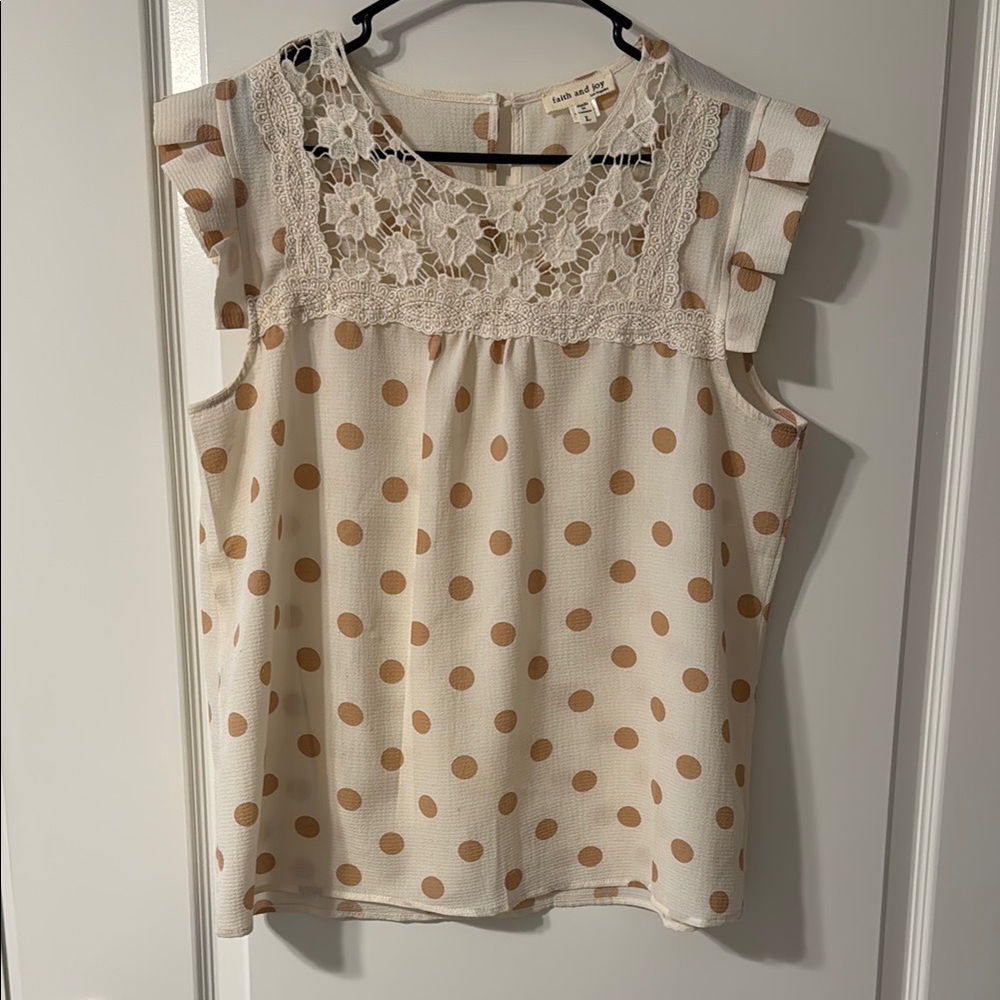 Faith and Joy Cream Flutter Sleeve Blouse with Ruffled Embellishments
